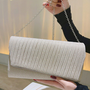 Women's Dinner <b>Clutch</b> Bag Solid Color Pleated Fashion All-match <b>Wedding</b> Suit Handbag Custom Wholesale Evening Party Bags - Product Image 1