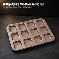Moule à brownie Beasea avec séparateurs, 12 cavités carrées, pour mini-cupcakes et brownies, antiadhésif, en acier au carbone, pour la cuisson à la maison et en cuisine