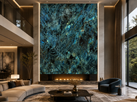 Dalles de granit Lemurian Labradorite bleue pour murs décoratifs, îlots de cuisine cascade, dessus de table à manger, dessus de meuble-lavabo de salle de bain