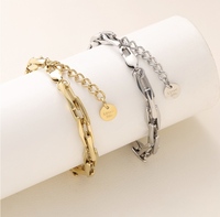 Bracelet chaîne à maillons facettés en acier inoxydable unisexe, largeur 7 mm, 17 cm, plaqué or 18 carats, vente en gros
