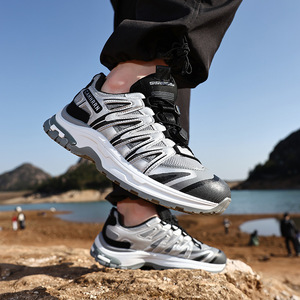 Chaussures de trail respirantes pour hommes, système de lacets rapides, semelle antidérapante, baskets de randonnée stables pour les sports de plein air et le trekking - Product Image 6