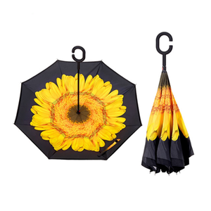<span class=keywords><strong>Parapluie</strong></span> manuel inversé mains libres, design innovant suspendu à l'envers, impression rose - Product Image 2