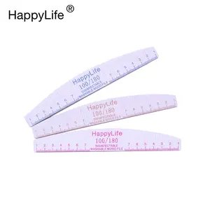 HappyLife ODM OEM Professional Half Moon Durable Zebra Grit 100/180 Double Sided Custom Logo Wooden Nail Files