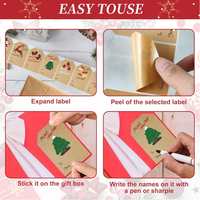 Étiquettes autocollantes en papier kraft de Noël, 6 motifs, étiquettes d'emballage cadeau pour les fêtes (250 PCS/rouleau)