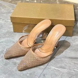 รองเท้าส้นสูงแบบตาข่ายประดับเพชร สไตล์ใหม่สำหรับผู้หญิง รุ่น Summer Talons Pointy Toe Sandals - Product Image 2