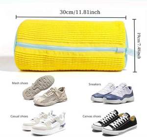 Sac à linge portable en coton et polyester, lavable et réutilisable, pour le nettoyage et le séchage des chaussures, avec fermeture éclair, design pratique pour la garde-robe - Product Image 2