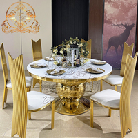 Ensemble de table de salle à manger de conception généreuse, base en acier inoxydable moderne, plateau en MDF, utilisation commerciale, hôtel