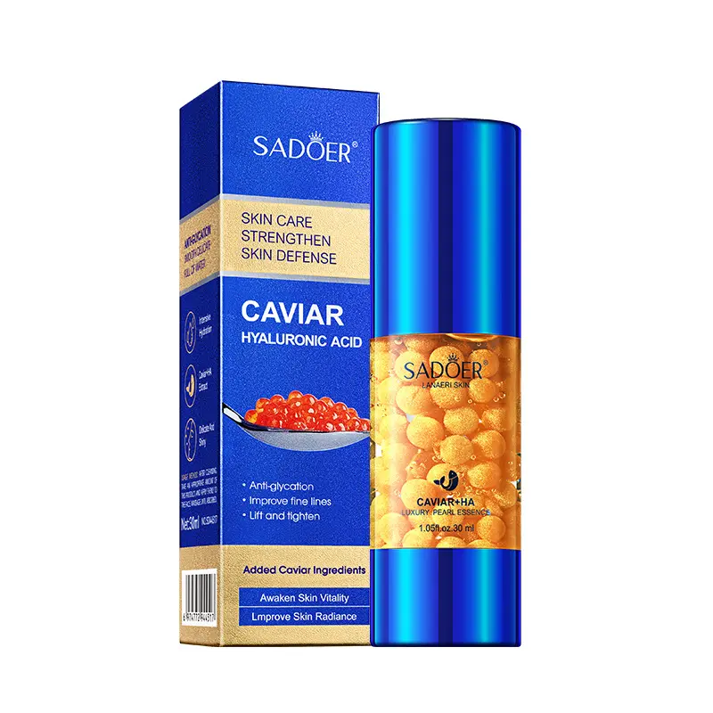 Serum asam hialuronat 30ml, larutan pelembab wajah kaviar emas pemutih Anti Penuaan Anti keriput esensi wajah