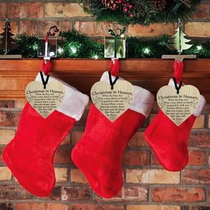 12 pièces ornements de Noël au paradis plaque commémorative en bois suspendu arbre de Noël ornement en forme de coeur Noël au paradis - Product Image 6