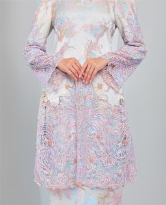 OEM ODM Modern Muslim Dress Abaya and Baju Kurung From Malaysia Featuring Hand Drawn and Puff Printing - Product Image 4