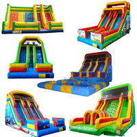 Toboggan aquatique gonflable en PVC sur le thème de l'océan, personnalisé pour usage résidentiel, double piste, pour intérieur/extérieur, avec zone de saut, pour enfants d'âge scolaire