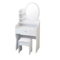 Ensemble coiffeuse moderne avec miroir et tabouret rembourré en panneau MDF, réglable, économique, pour chambre à coucher, petit espace, hôtel, maquillage princesse