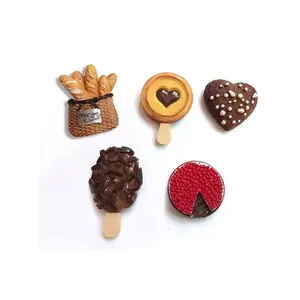 Modern 3D Resin Fridge Magnet Set-Custom Bread Ice Cream Chocolate Design With Strong Magnetic Sticker Style