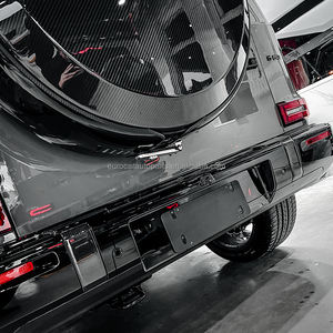 G Class W465 G63 مصد خلفي للسيارة شفاه جافة من ألياف الكربون تويل موجة لامعة سوداء خارجية ضبط قطع غيار السيارات + G63 - Product Image 3