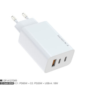 Usine en gros PD 65W Gan chargeur US EU UK PD + PD + QC USB C Qc3.0 téléphone portable chargeur rapide 65W Gan chargeur 2C1A - Product Image 3