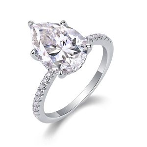 <span class=keywords><strong>Anello</strong></span> di Fidanzamento in <span class=keywords><strong>Argento</strong></span> Sterling S925 con Moissanite, Taglio Princess, Taglio a Pera, Taglio <span class=keywords><strong>Smeraldo</strong></span>, Gioiello di Lusso per Donna - Product Image 6