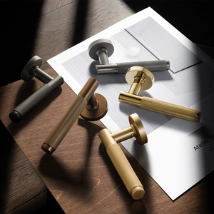 Hiện đại Matte đen có khía đòn bẩy cửa xử lý kết cấu hợp kim kẽm cho nội thất cửa - Product Image 5