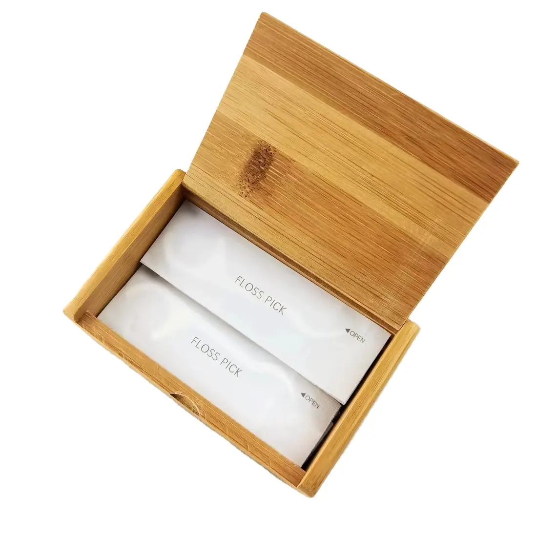 木製工芸品木製ボックス用綿棒用のカスタマイズ可能な竹箱環境にやさしい正方形の収納