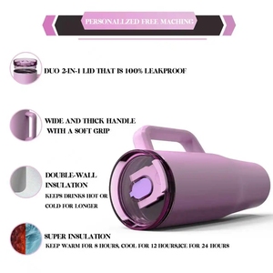 Wholesale Custom Logo <strong>Reusable</strong> Stainless Steel Insulated Vacuum Mug Travel 40oz 30oz Tumbler <strong>Cups</strong> with Handle Straw - Product Image 3