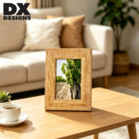 Bingkai Foto Kayu Alami DX Designs dengan Inlay Kayu, Ukuran 4x6, 5x7, 8x10 Inch, Desain Garis Geometris, Bingkai Gambar Kayu untuk Dinding & Meja, Dekorasi Rumah