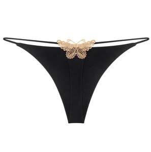 Fabrieksprijs Dubbellaagse Riem <span class=keywords><strong>Sexy</strong></span> String Vlinder Borduurwerk Lage Taille <span class=keywords><strong>Sexy</strong></span> Bikini Katoenen Vrouwen Slipje - Product Image 1