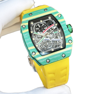 New 7.8mm Ultra-thin Luxury Men's Sport <b>Watch</b> Quartz Waterproof Tourbillon Dial Tonneau <b>Case</b> Lightweight Rubber Band Alloy - Product Image 1