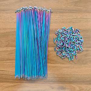 Rayons de vélo en acier inoxydable à haute résistance, anodisés arc-en-ciel, 14G*263, couleur personnalisée pour roues de VTT/Route - Ensemble de rayons avec kit de tétons - Product Image 2
