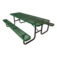 Mobilier d'extérieur commercial en acier 6 pieds 8 pieds de long banc de table de pique-nique extérieur restaurant événement ensemble de salle à manger table et chaise en métal