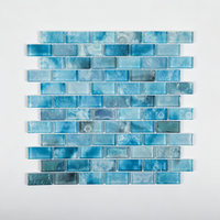Centurymosaic Mosaïque de piscine en verre bleu iridescent à jet d'encre, prix de gros, mosaïque de briques pour sol et mur de piscine