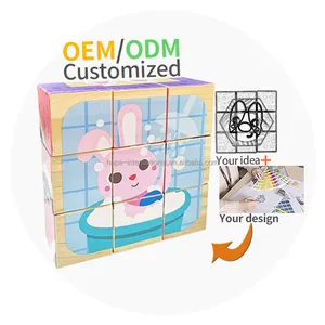 Toddler 3D đồ chơi giáo dục trẻ em khối động vật Montessori trẻ mới biết đi ghép hình đa chức năng bé sáng tạo trò chơi bằng gỗ Cube câu đố