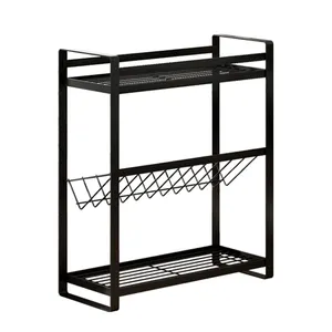 High Quality kitchen Metal Countertop Kitchen Counter Organizer Space Saving Storage Rack House Hold Products For Kitchen