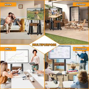 מעמד טלוויזיה נייד מתכוונן לגובה אוניברסלי עם מתקן וגלגלים לטלוויזיות LCD <span class=keywords><strong>LED</strong></span> OLED בגודל 32-86 אינץ' לחדר שינה וסלון - Product Image 6