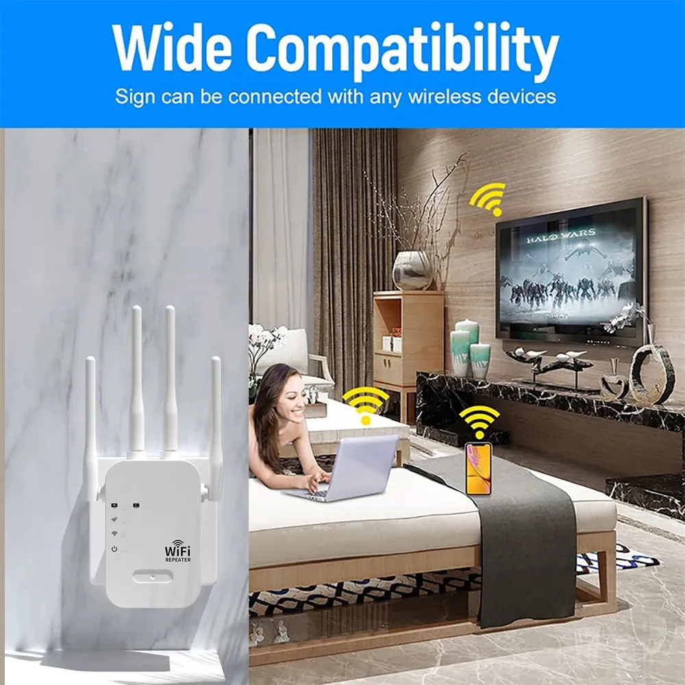 1200Mbps WiFi ripetitore WiFi Booster 5G 2.4G Dual-band amplificatore di rete a lungo raggio segnale WiFi Router