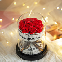 Cadeaux Fête des Mères Artificielle Lumière Led Savon Préservé Rose Fleurs Bouquet Rose pour Anniversaire Mon Femmes