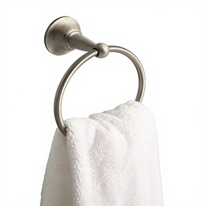 Porte-serviette mural en métal antirouille, accessoire de salle de bain moderne - Product Image 2