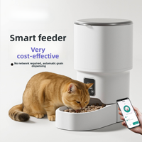 Distributeur automatique de nourriture pour animaux de compagnie avec vidéo et commande vocale, capacité 4L, contrôle via application mobile Wi-Fi, étanche, en plastique, programmable