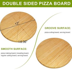 Planche <span class=keywords><strong>à</strong></span> découper ronde pratique pour <span class=keywords><strong>pizza</strong></span>, double face, en bambou, plateau <span class=keywords><strong>à</strong></span> <span class=keywords><strong>pizza</strong></span> en bois pour la cuisine <span class=keywords><strong>à</strong></span> domicile - Product Image 2