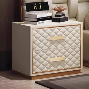 Ensemble de meubles pour chambre à coucher italien de luxe Grande tête de lit Lit classique en cuir véritable Lit rembourré en bois - Product Image 6