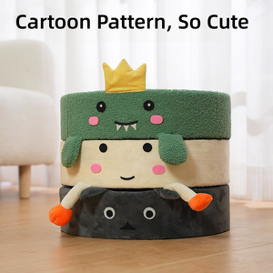 Rascador de gato con patrón de fresa naranja Rascador de gato de sisal de peluche Cama de gato redonda de rana Linda - Product Image 4