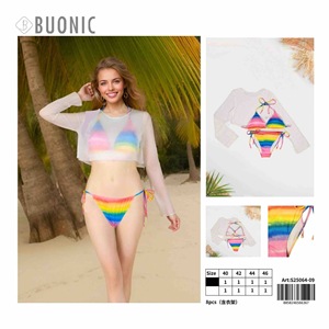 Set bikini arcobaleno da donna Buonic con copricostume a maniche lunghe taglia 42 44 46 Costumi da bagno da spiaggia - Product Image 1