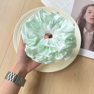Customized Girls Multi-Layer <strong>Mint</strong> <strong>Green</strong> Satin Hair Scrunchies Fashion Handmade Fabric Hair Scrunchie Elastic Hairbands Hair <strong>Ties</strong> - Product Image 1