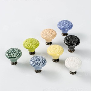 <b>Ceramic</b> Furniture Handle Round Floral Design Durable Wardrobe Drawer <b>Knob</b> - Product Image 1