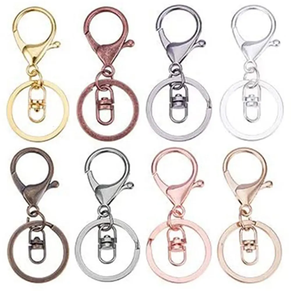 Lobster Claw Clasp Keychain Key Ring Loop Key With Flat Split Ring Lobster Clasps Swivel Trigger Clips Jewelry Chain Accessories