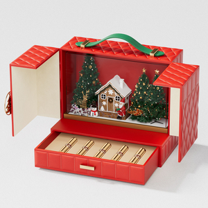 Caja de regalo de cuenta atrás de <span class=keywords><strong>Adviento</strong></span> de navidad roja de lujo, conjunto de cosméticos de lápiz labial <span class=keywords><strong>2022</strong></span>, embalaje de regalos de Navidad, caja de cuero - Product Image 3