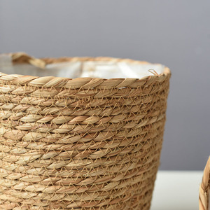 Straw flower pots, woven plant <b>baskets</b>, flower pot covers, home living room rattan and bamboo <b>baskets</b>, seaweed rope handmade - Product Image 2