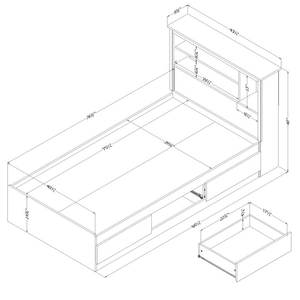 CARB P2 MDF piattaforma di stoccaggio telaio del letto con libreria aperta testiera cassetto estraibile - Product Image 6