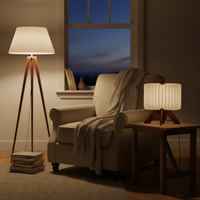 Lampe de table pliable en matériaux naturels 2026, abat-jour plissé de luxe, éclairage doux pour chambre, salon, hôtel, chevet