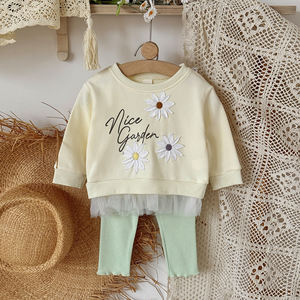 Set di 2 Pezzi per Neonata, <span class=keywords><strong>Abbigliamento</strong></span> Autunnale, Maglietta a Maniche Lunghe con Patch a <span class=keywords><strong>Margherita</strong></span> e Pantaloni Dritti - Product Image 6