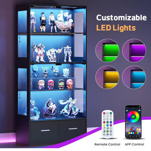 Neuer Stil Vitrine aus gehärtetem Glas mit verstellbaren Regalen, <span class=keywords><strong>LED</strong></span>-Beleuchtung, anpassbarer Farbe, mehrschichtige Standvitrine - Product Image 4