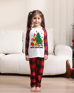 Ensemble Pyjama De Noël Imprimé Dessin Animé Drôle Grinch Pour <span class=keywords><strong>Famille</strong></span>, Tenue D'Intérieur À Carreaux Rouges Manches Longues Pour Fêtes Élégantes - Product Image 6
